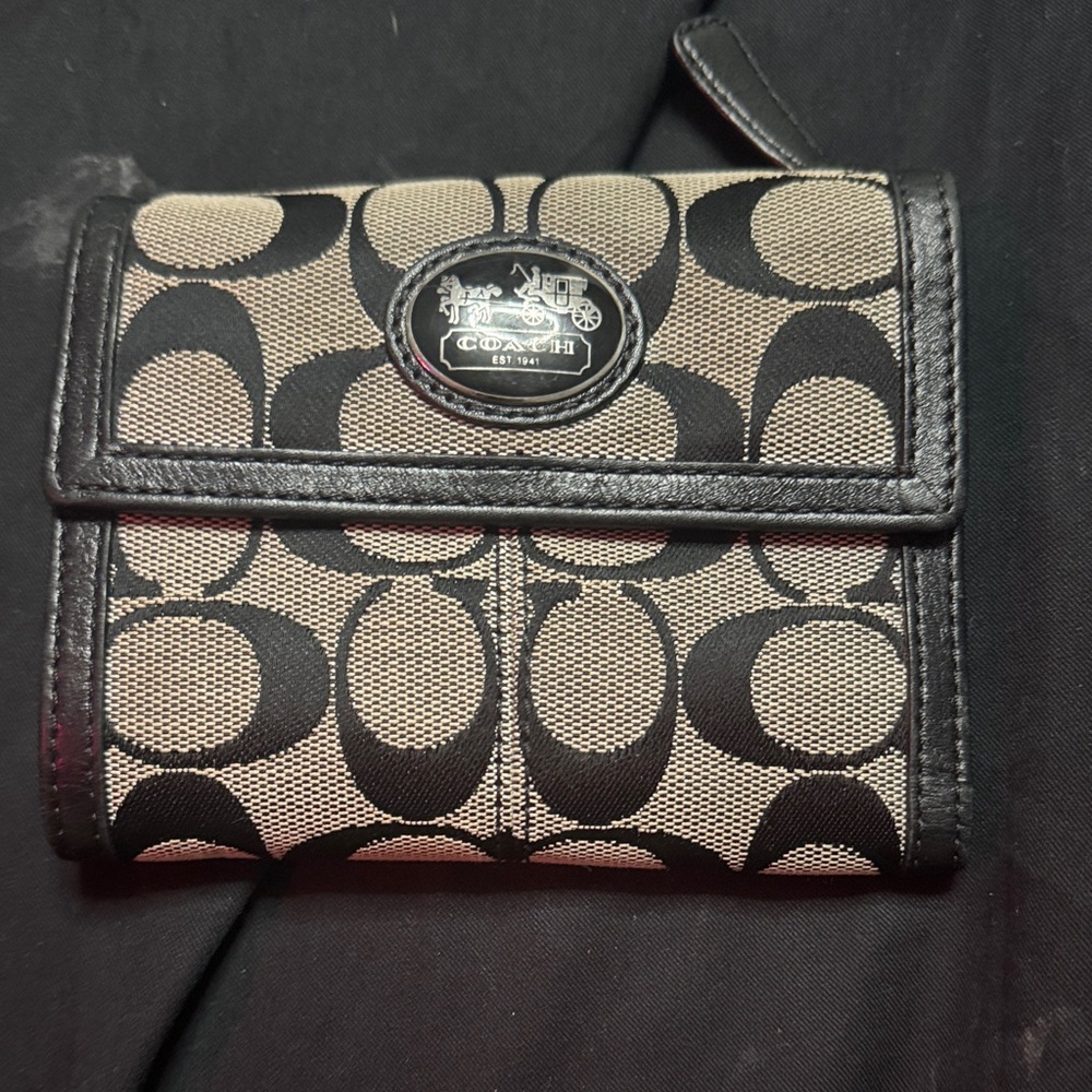Coach Signature Black and Gray Wallet